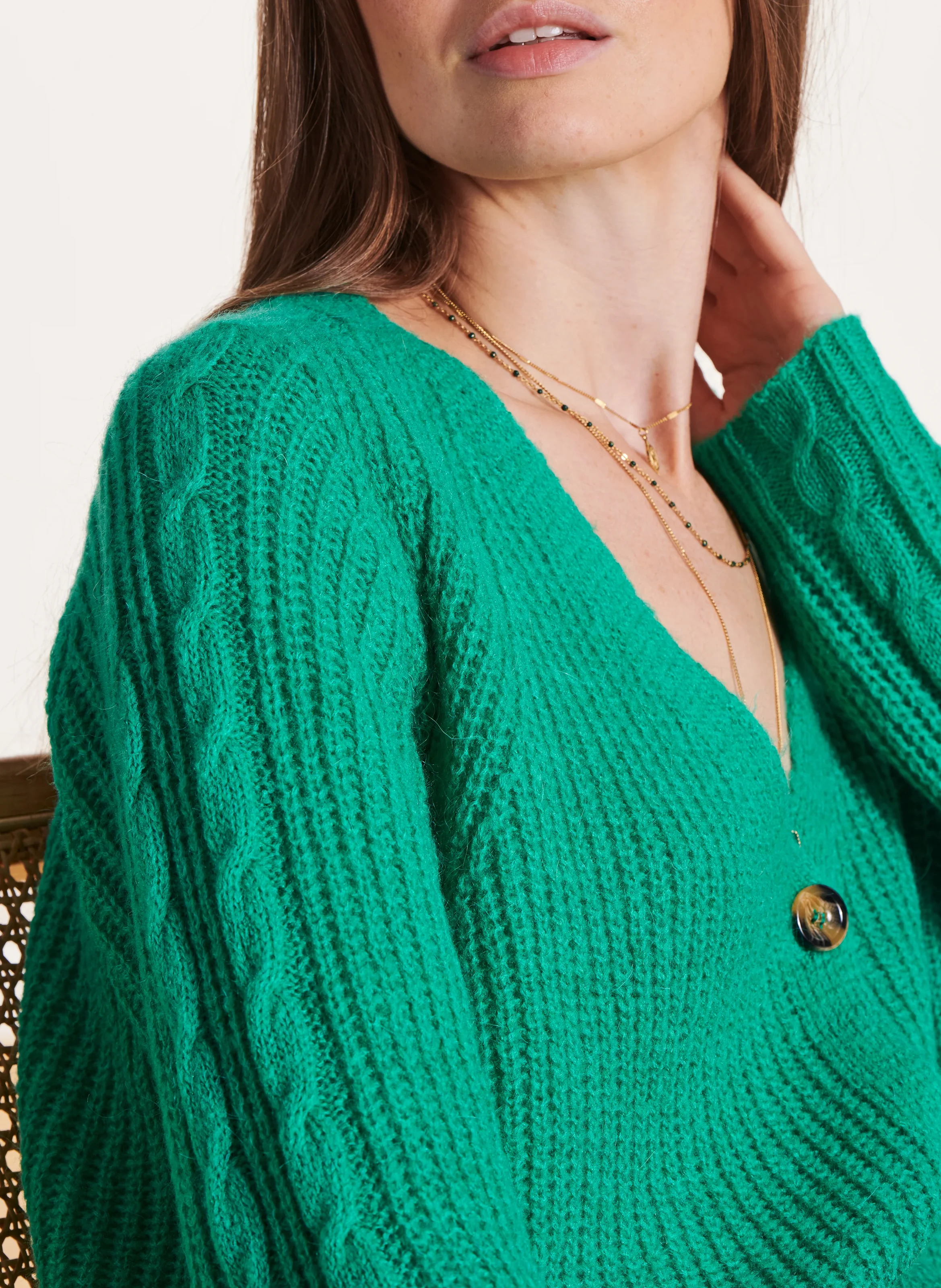 Gilet col V | Vert