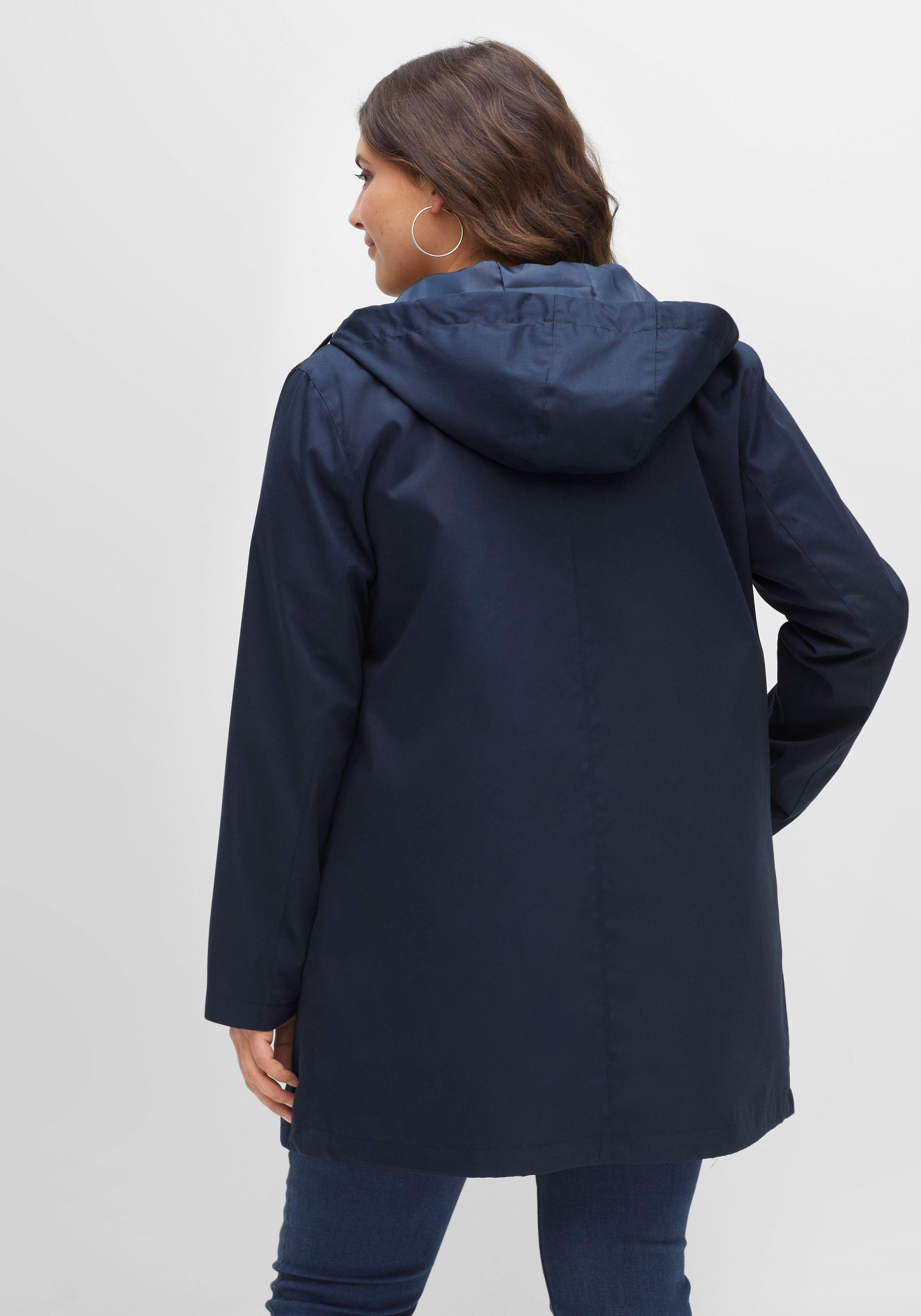 Übergangsjacke in A-Linie, mit Kapuze und Reißverschluss