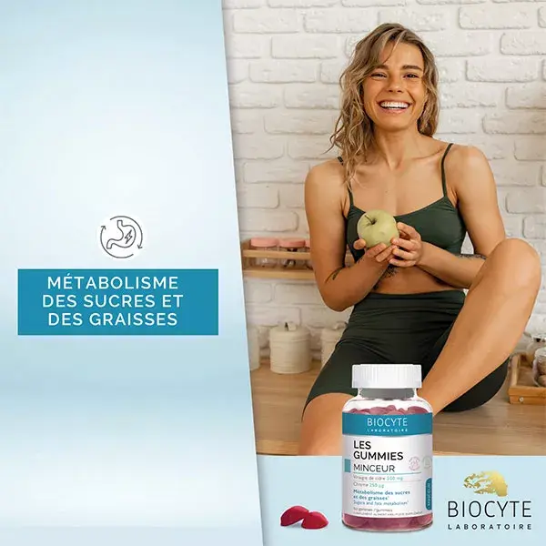 Biocyte Gummies Minceur Digestion Vinaigre de cidre Goût Pomme 60 gummies