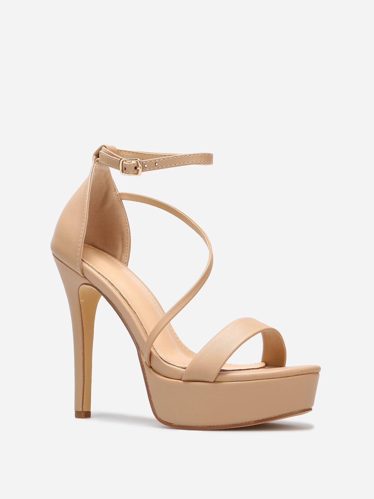 Sandales à plateforme et talon fin- Beige