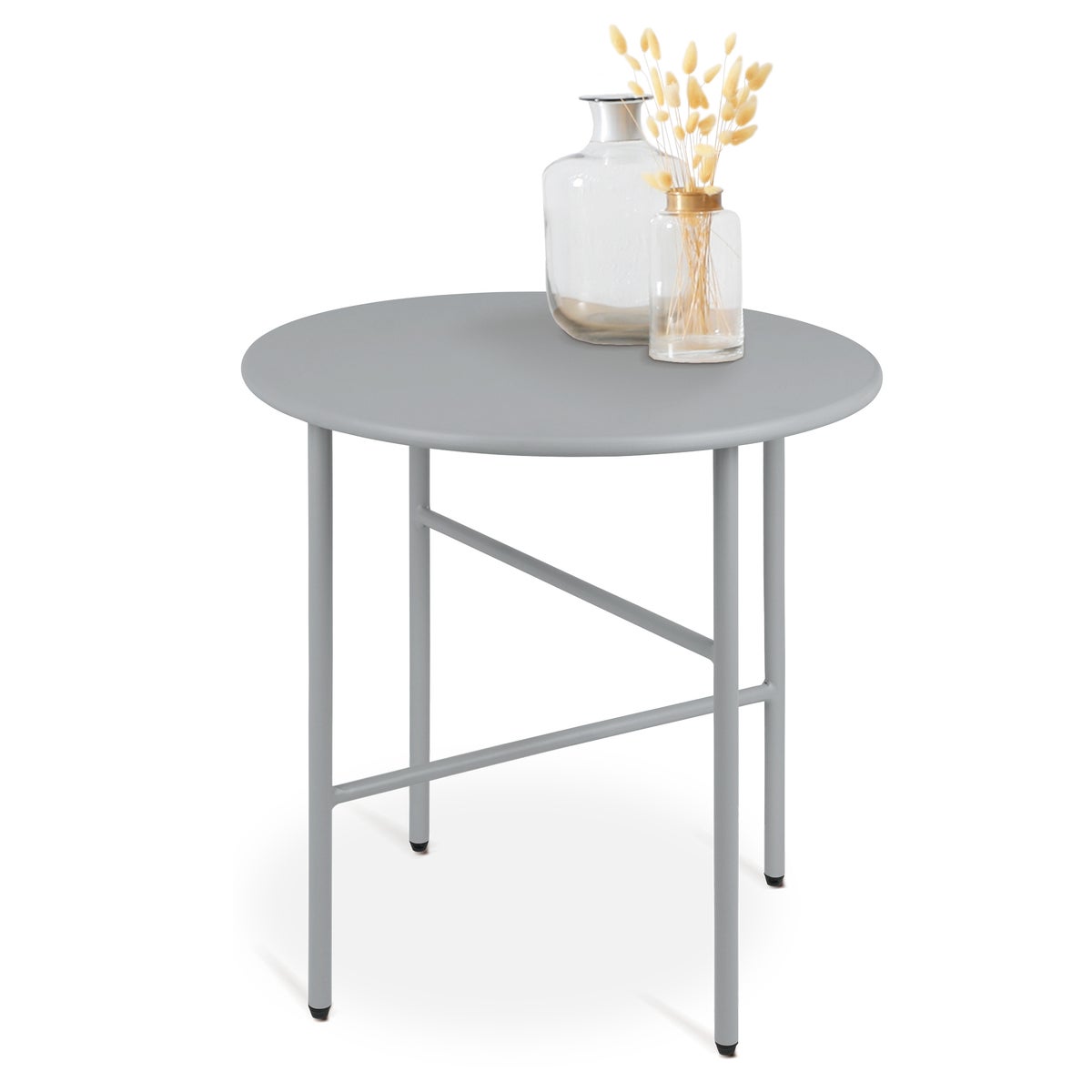 Beautissu Finn bijzettafel Ø 53x36cm grijs metaal