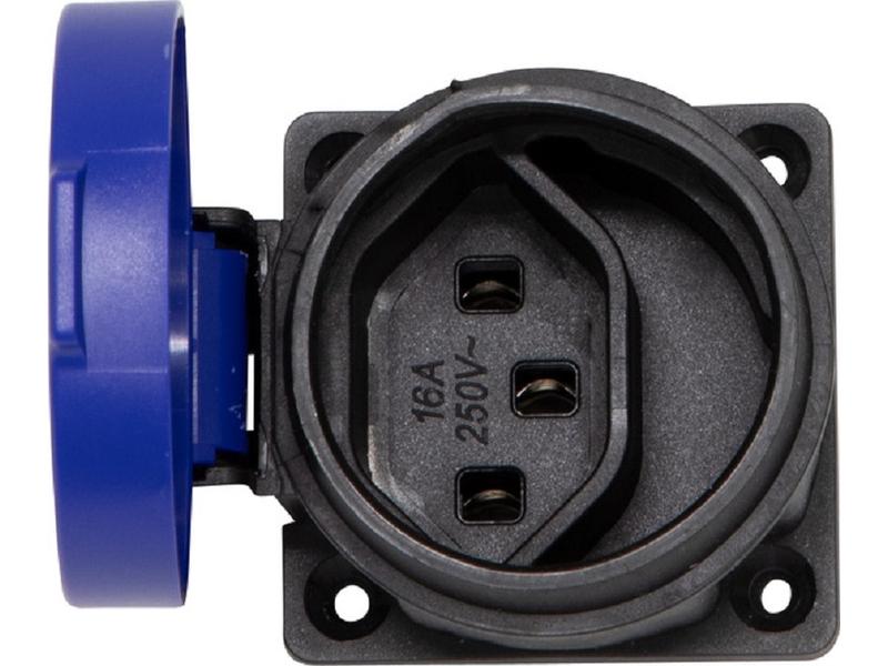 Brennenstuhl Einbausteckdose T23 IP55 Blau / Schwarz IP55, T23 Einbaudose mit Klappdeckel, 230 V, 16A