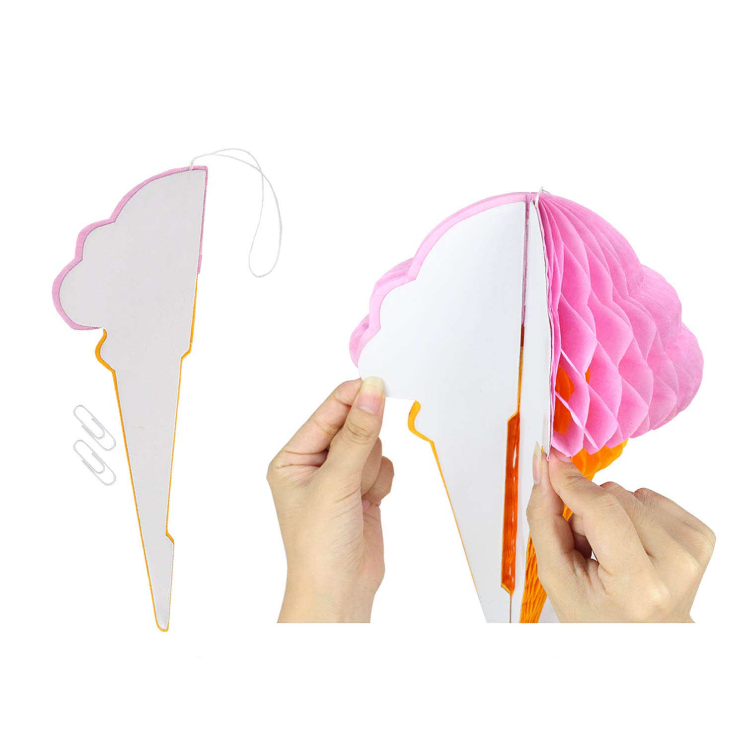 (6er Set) 17x10cm Party Eis Waben Aufhänger Sommer Papier Tisch Deko - Glace