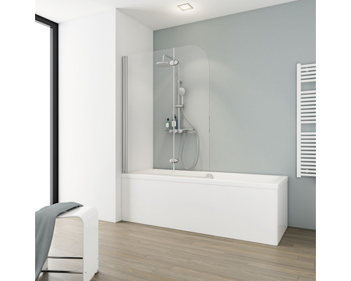 2-delige badwand SCHULTE Komfort 112 x 140 cm helder glasprofiel kleur chroomlook D3353 41 50 02 21 1 140