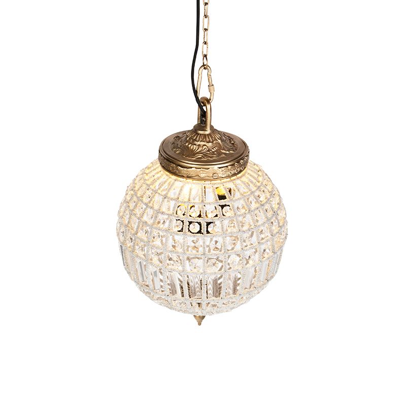 Art Deco hanglamp kristal met goud 35 cm - Kasbah