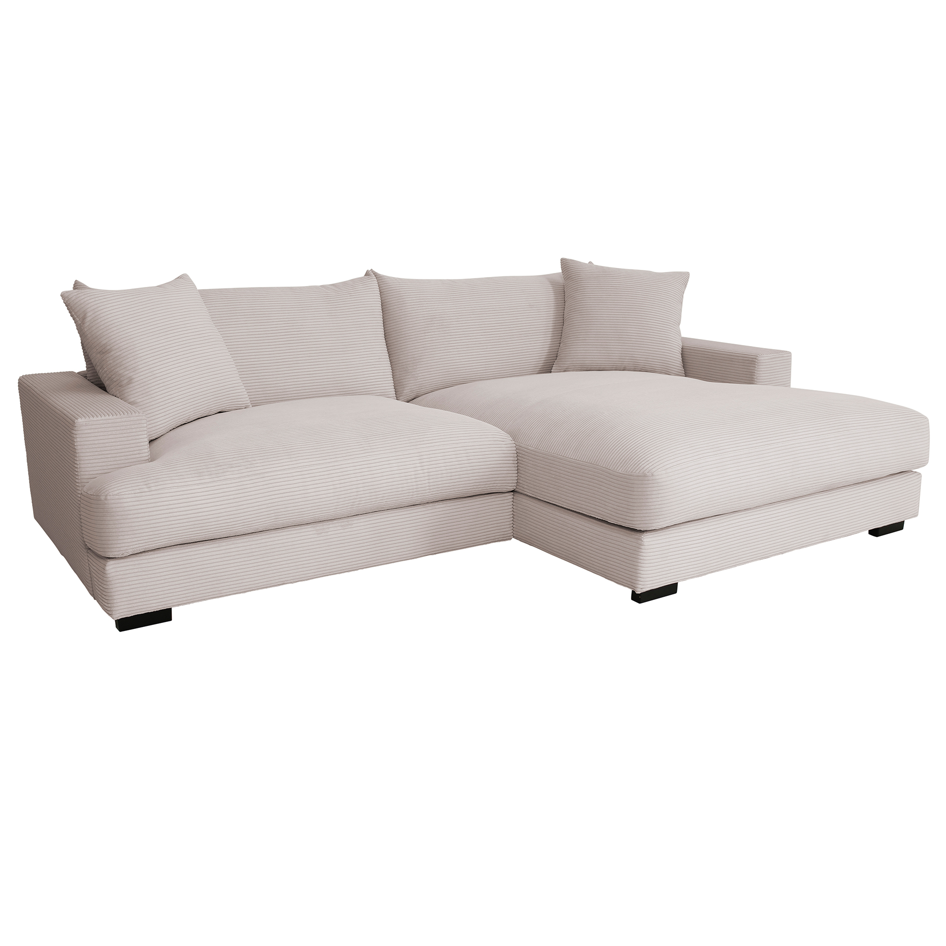 Ecksofa - dove - Cord - Recamiere rechts