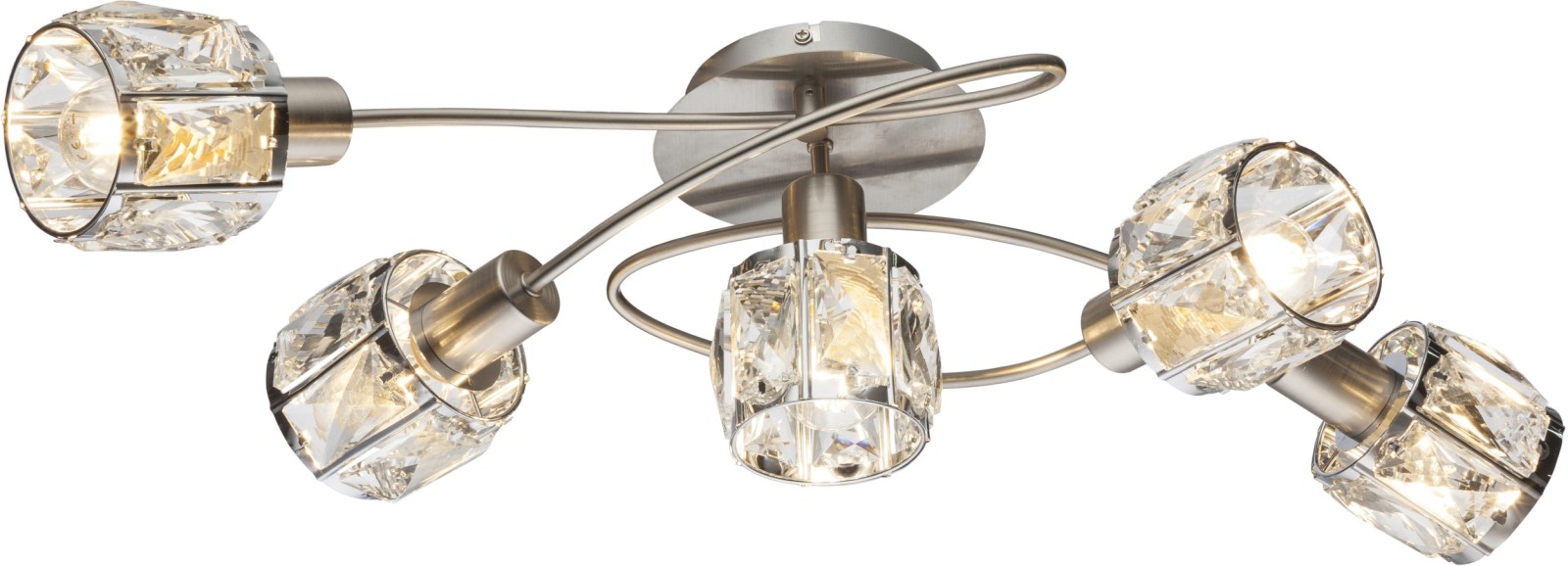 Deckenleuchte - Nickel matt - Metall - Glaskristalle