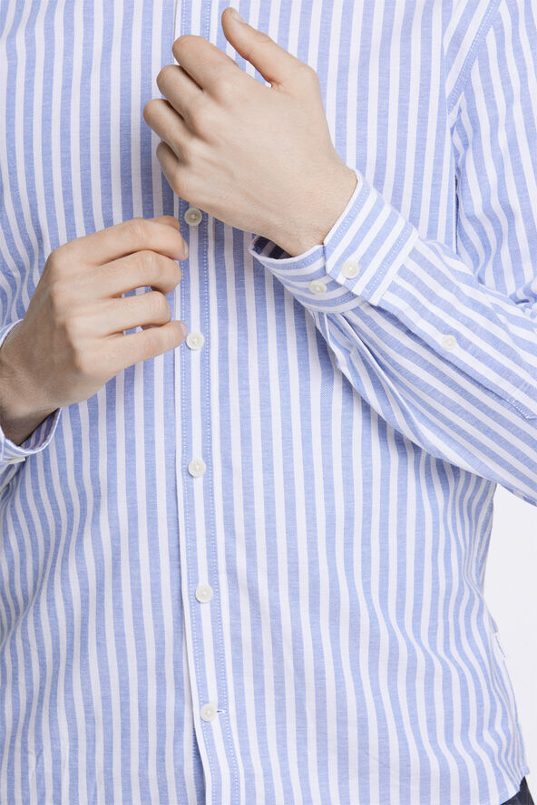 Lindbergh Striped superflex oxford L/S Blå
