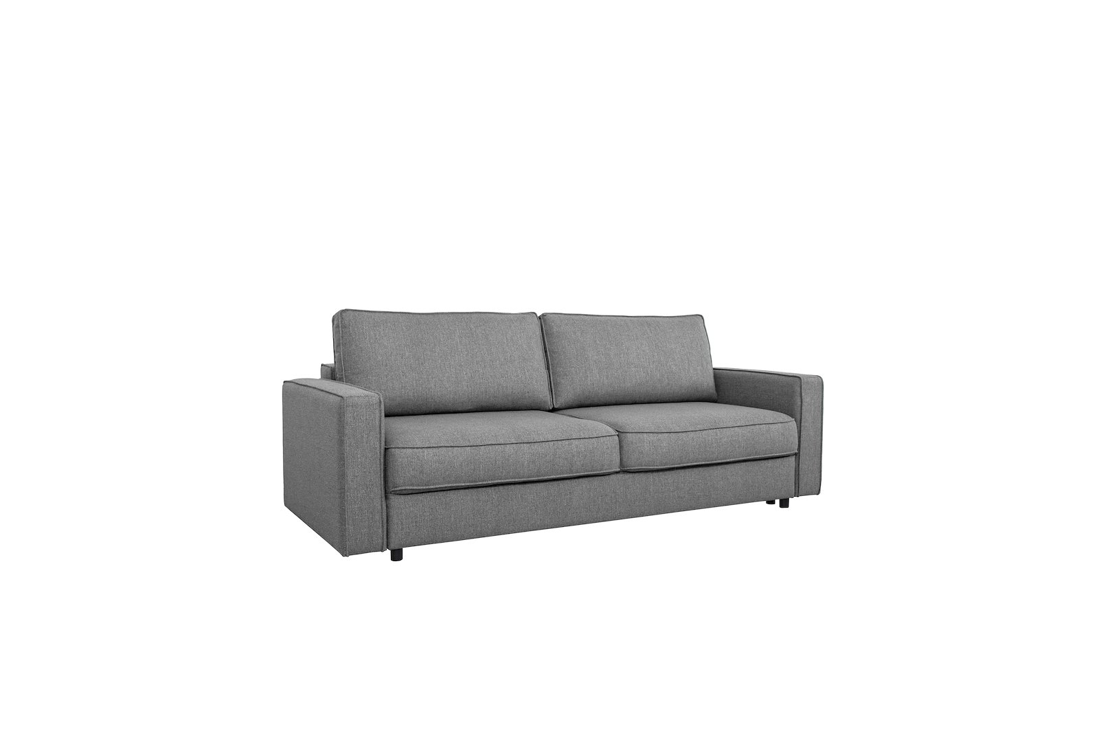 Alex 3-seter sovesofa Tekstil Niva Light Grey med ben i sort plast. Liggemål 150x200 cm