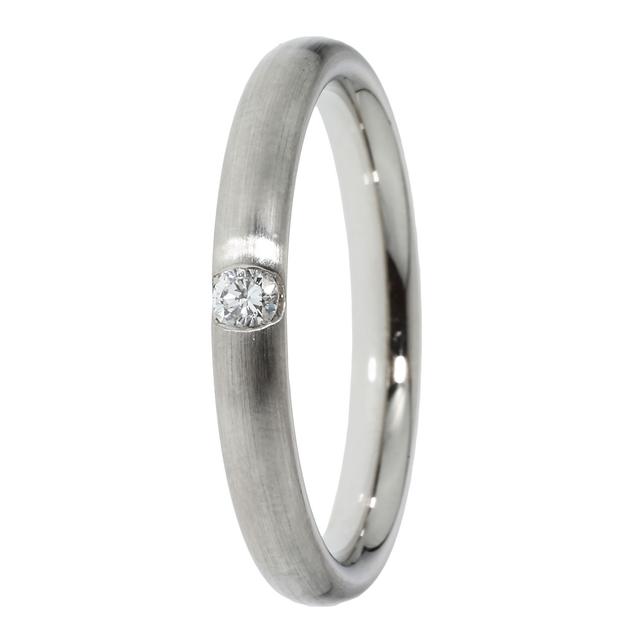 Solitär-Band-Ring, Brillant weiß, Platin 600
