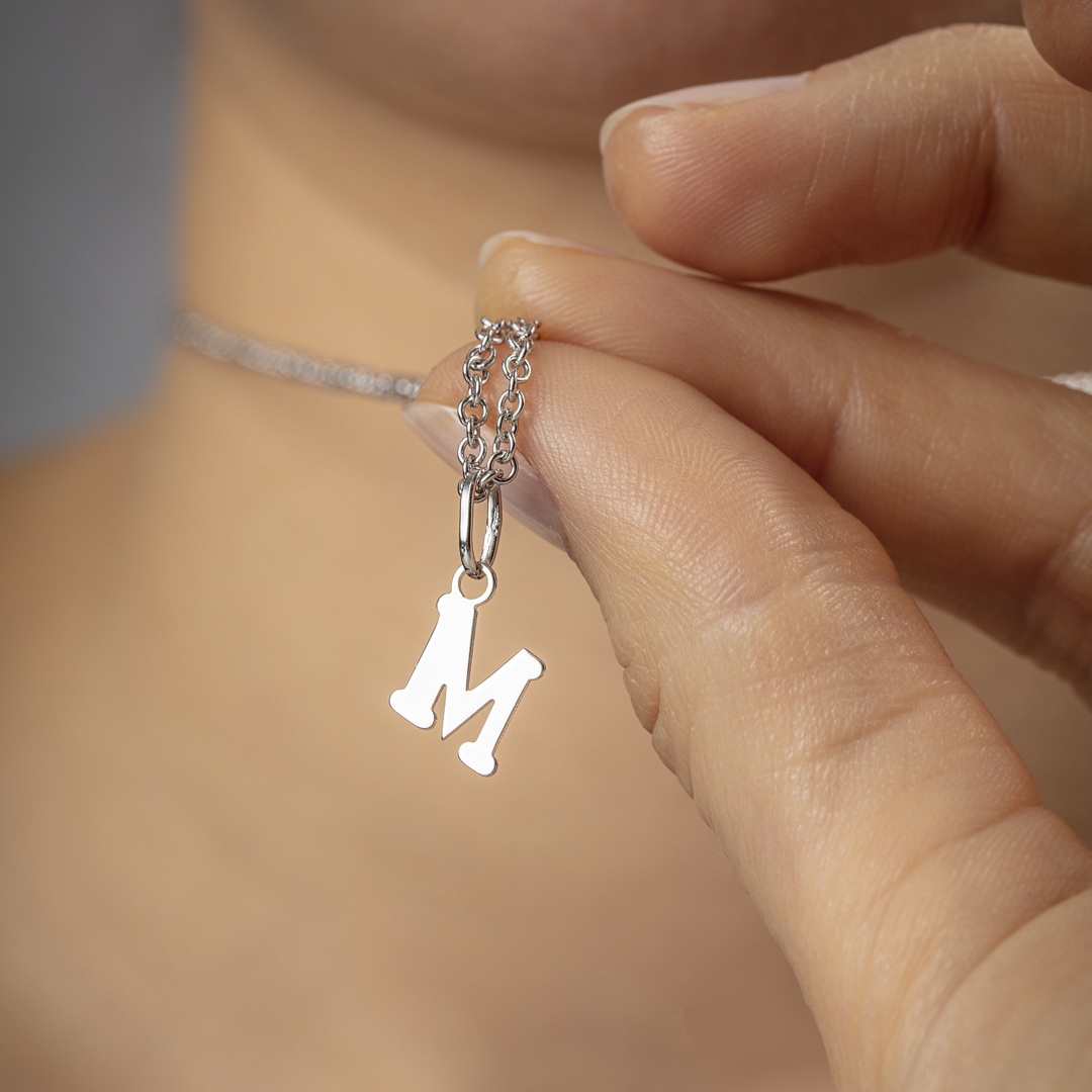 Anhänger 925 Silber rhodiniert Buchstabe M