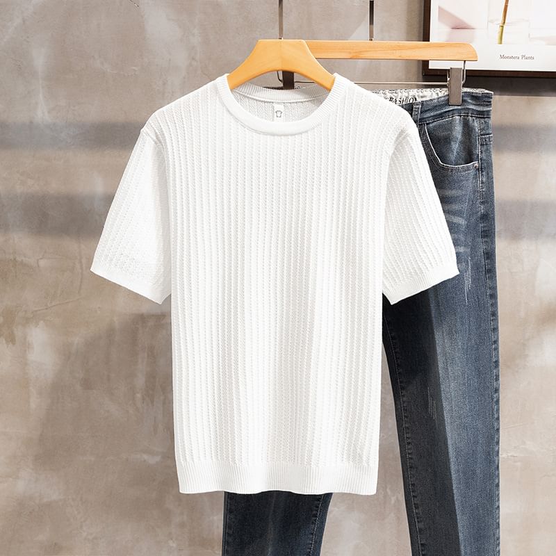 Hushgrain - Geribbelde top met korte mouwen en ronde hals