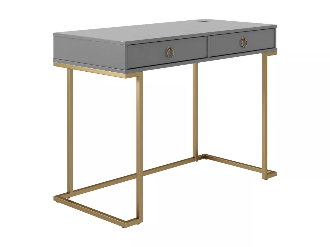 Camila | Bureau avec 2 tiroirs en mélaminé gris