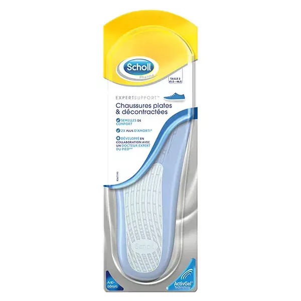 Palmilhas Scholl Expert Support para sapatos baixos e casuais, tamanho 2