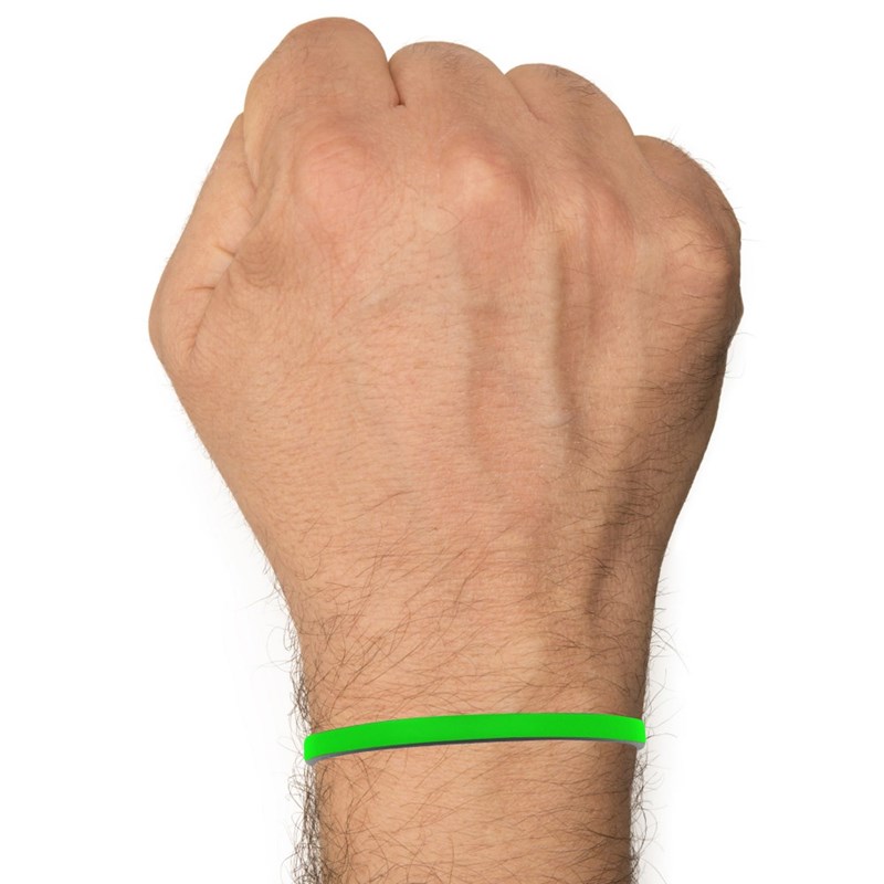 Bracelet Homme Cuir Simple Fermoir Acier Inoxydable - 19cm - Vert Fluo