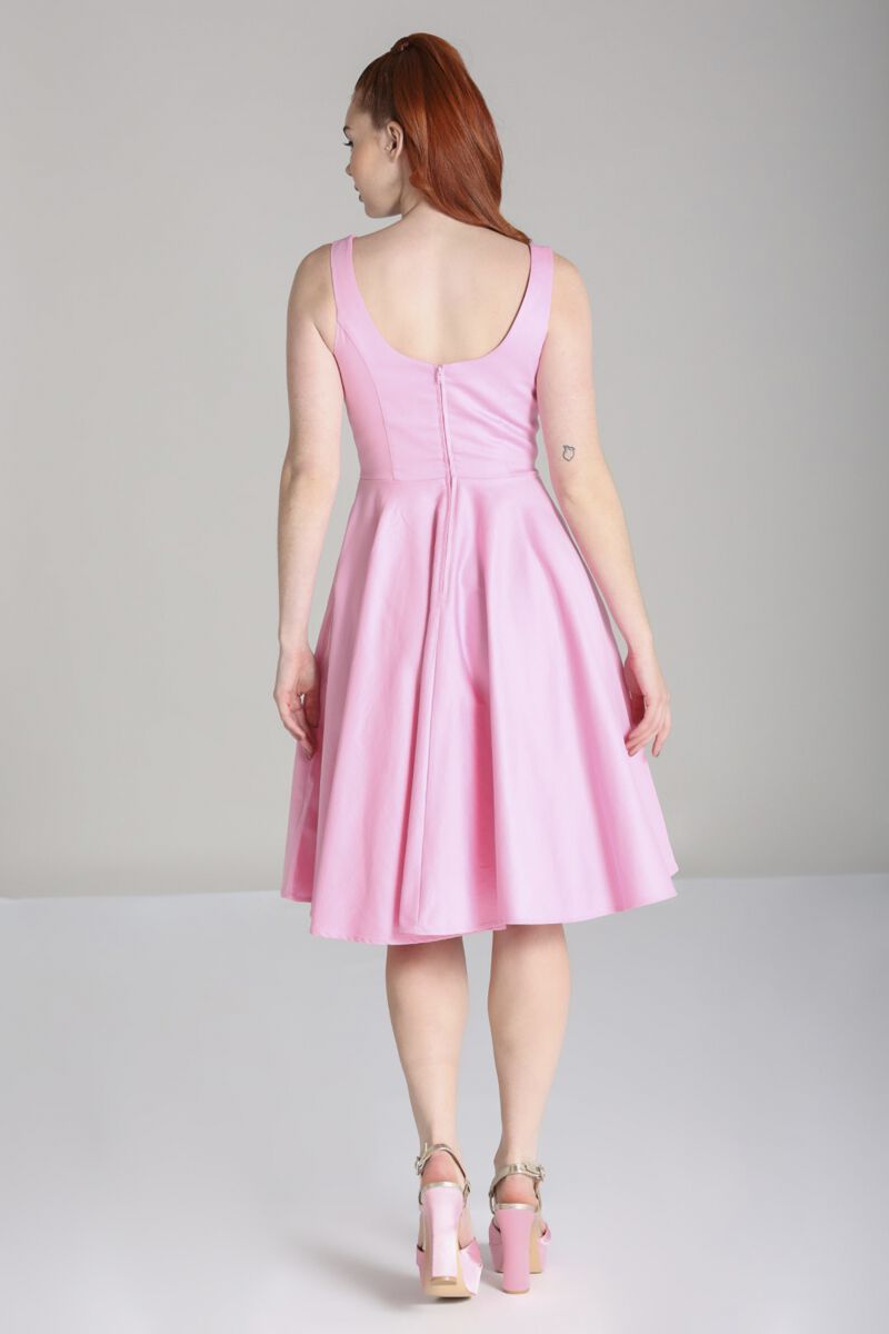 Heidi Dress Pink | Hell Bunny Robe mi-longue