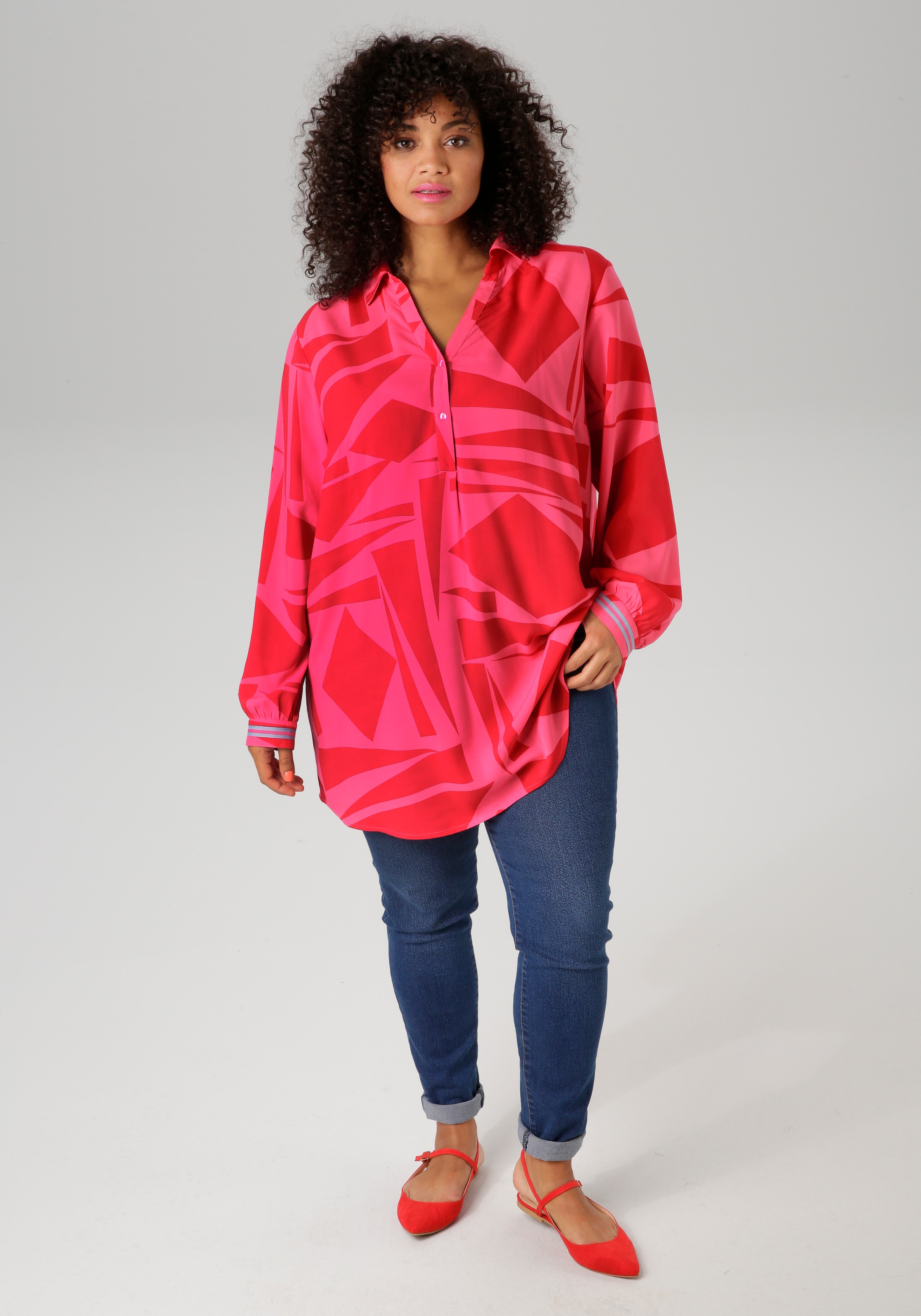 Aniston PLUS Longbluse , mit farbenfrohem, grossflächigem Druck