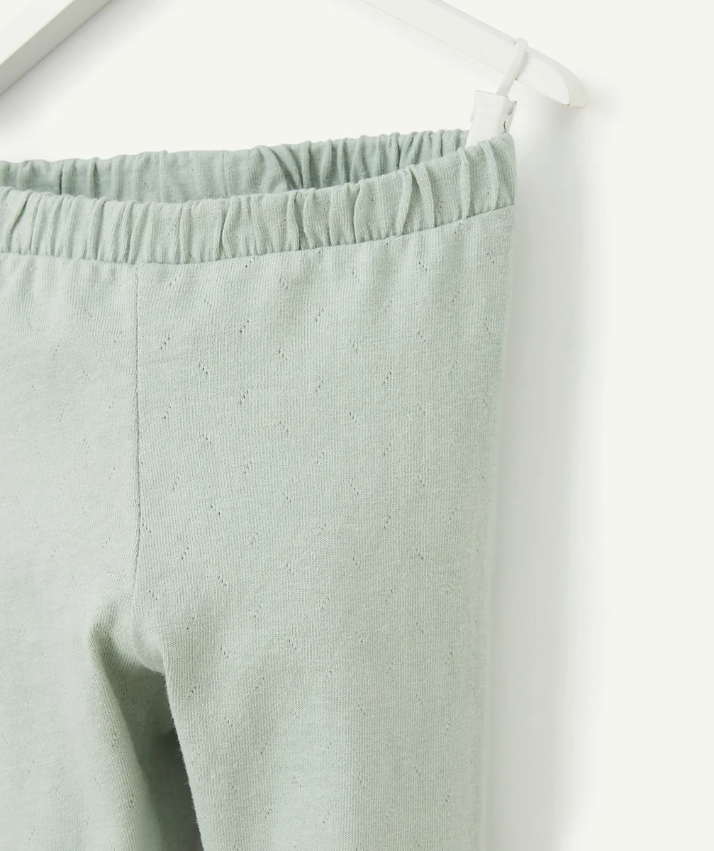 LEGGING BÉBÉ FILLE VERT EN COTON BIO AVEC FESTONS
