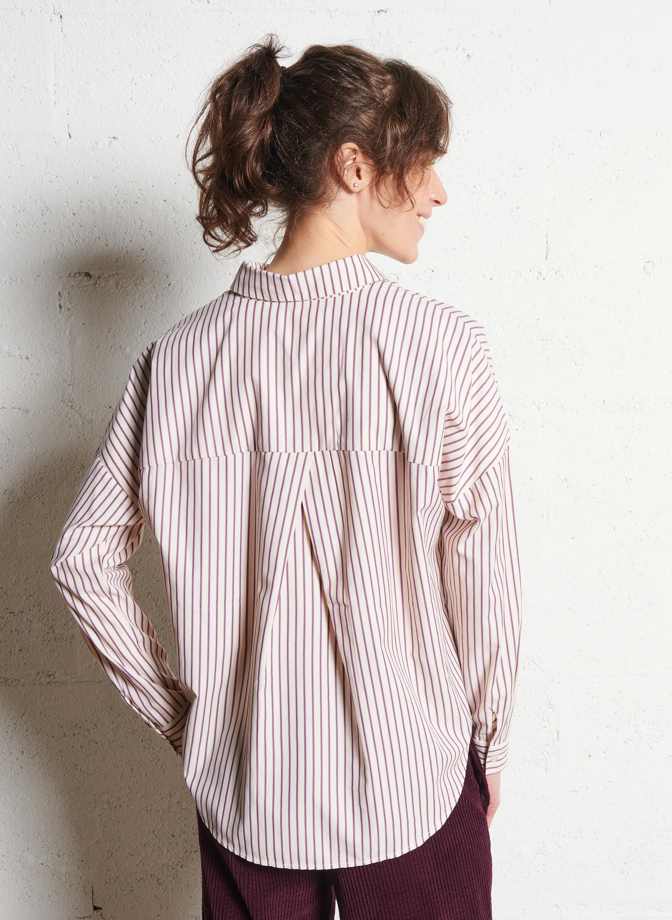 Chemise droite rayée | Violet