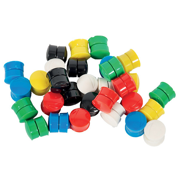 60 aimants ronds Ø 15 mm coloris assortis