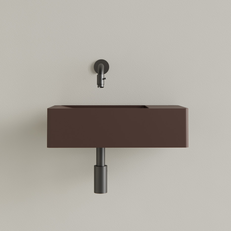 Sanigoods Luko fontein 40x22cm rechts zonder kraangat choco bruin