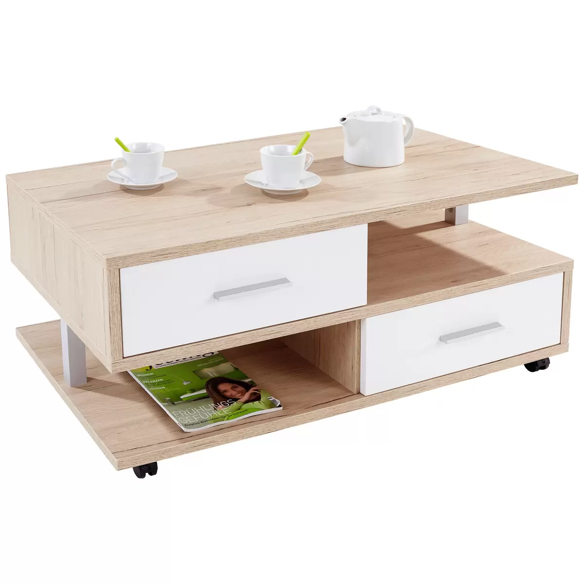 Salontisch Quattro weiss,Eiche