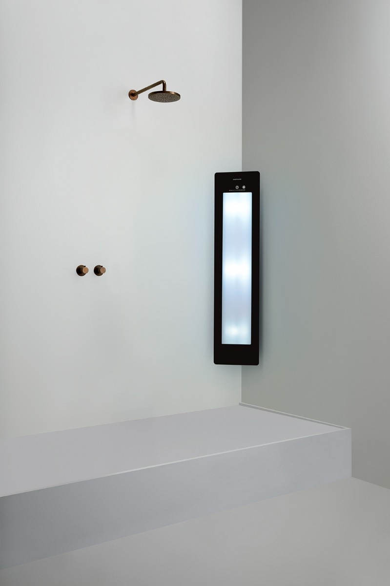 Sunshower Round Plus Medium Black infraroodlamp en UV 33x140x10cm hoekopbouw