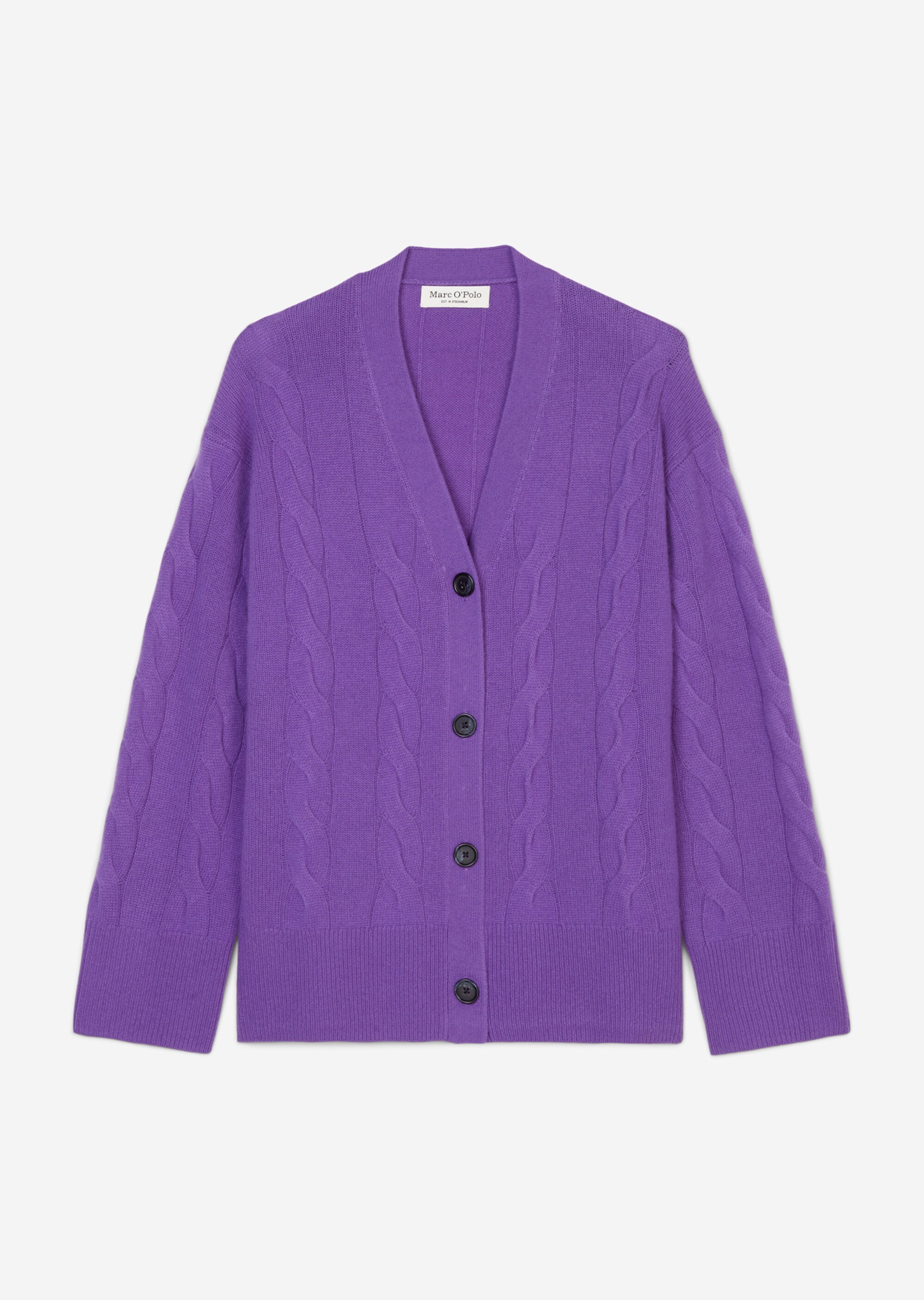 Zopfmuster-Cardigan oversize aus Schurwolle-Kaschmirwolle-Mix
