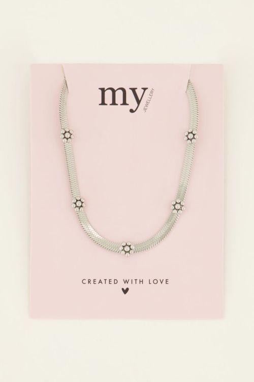 Ketting met platte schakel & bloemen