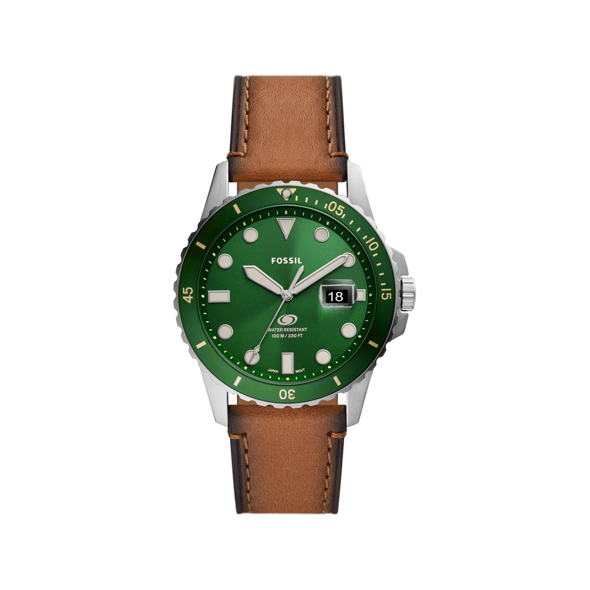 Montre FOSSIL Blue homme bracelet cuir marron