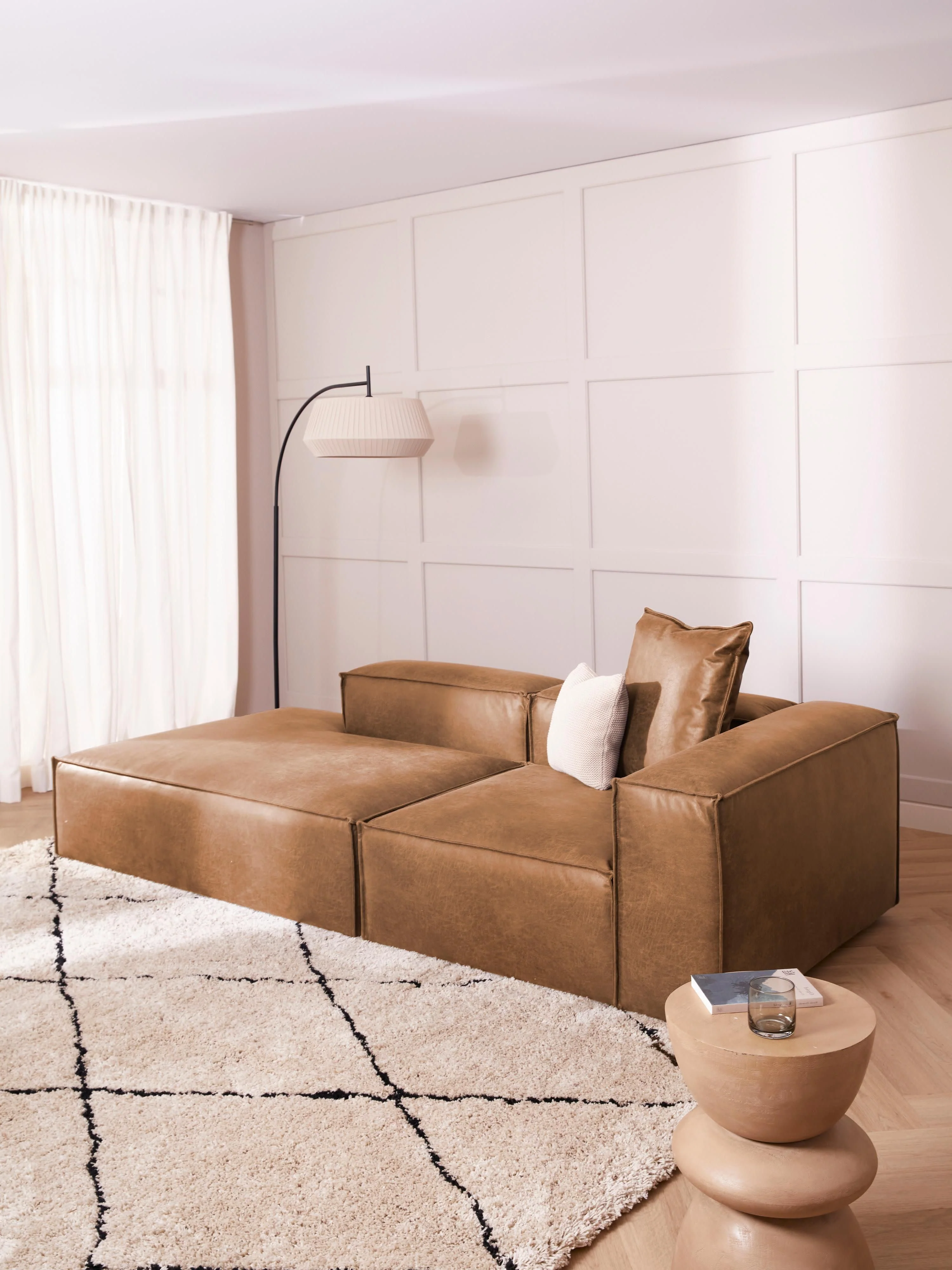Modulaire chaise longue Lennon van gerecycled leer