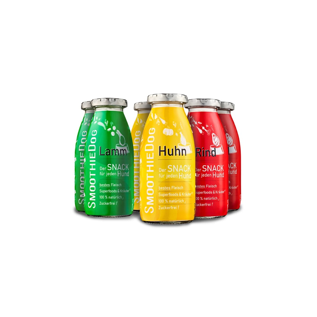 SmoothieDog Klassik 6x 250 ml + Eiswürfelform