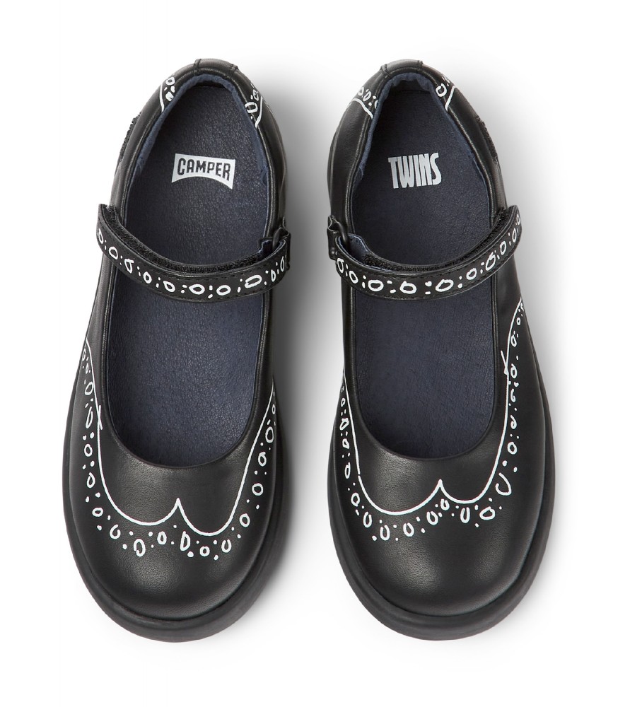 Sapatilhas de Ballet Camper Duet Twins em Couro Preto