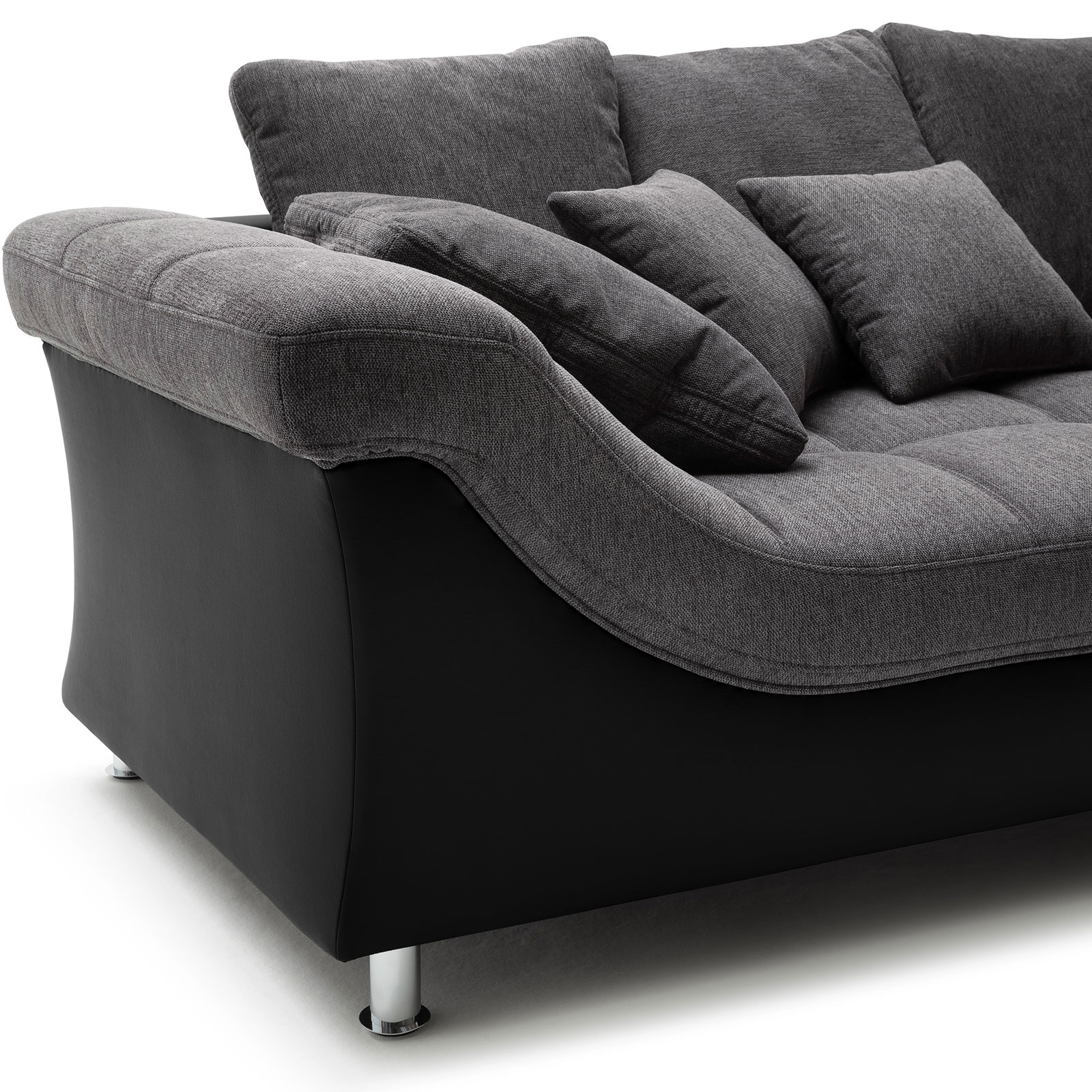 Ecksofa - anthrazit-schwarz - beidseitig montierbar