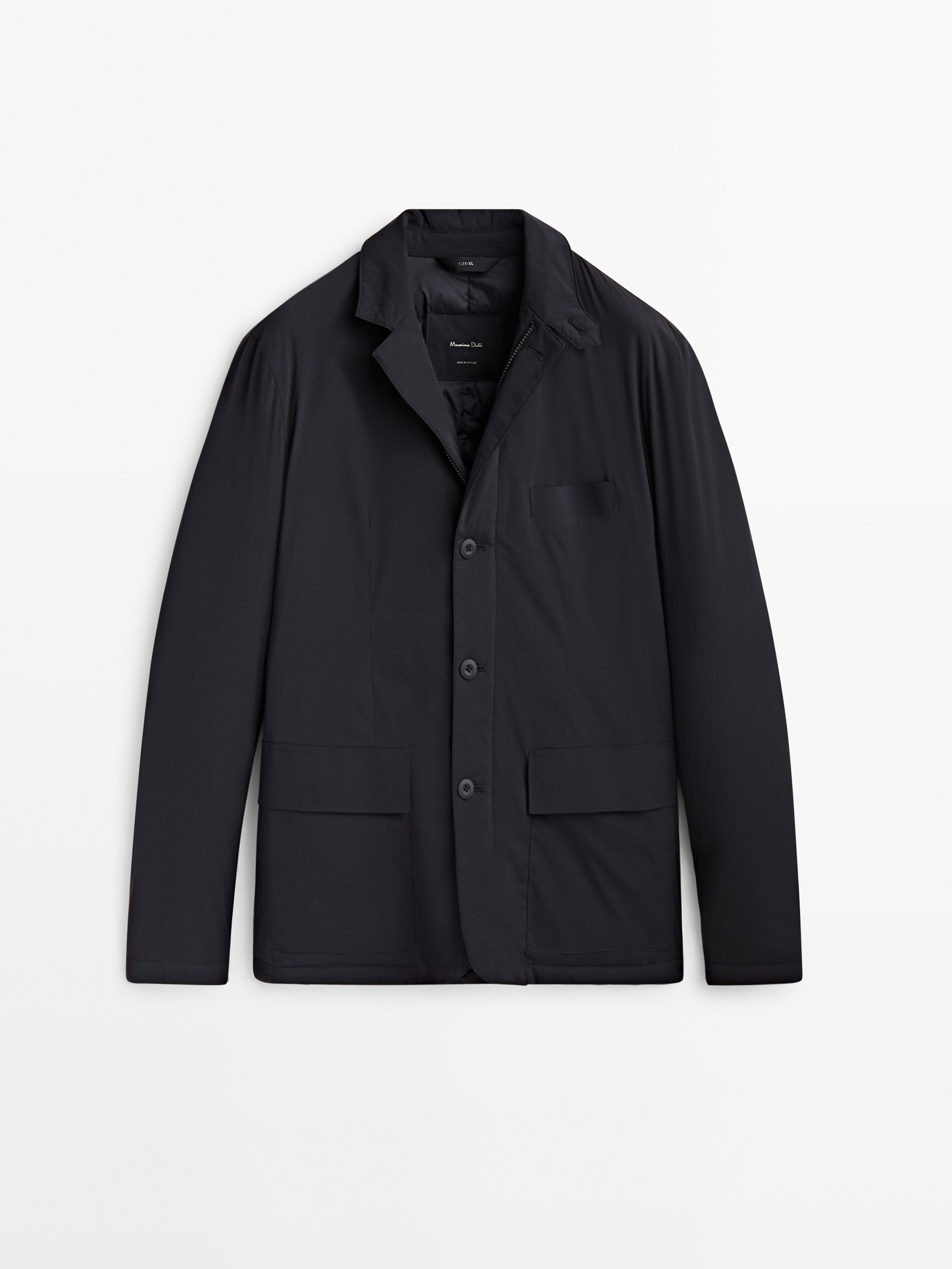 Blazer com enchimento de plumas e penas - AZUL MARINHO