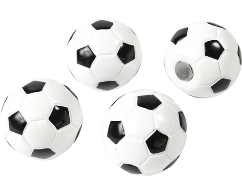 Decoratieve voetbalmagneten, set van 4, wit/zwart
