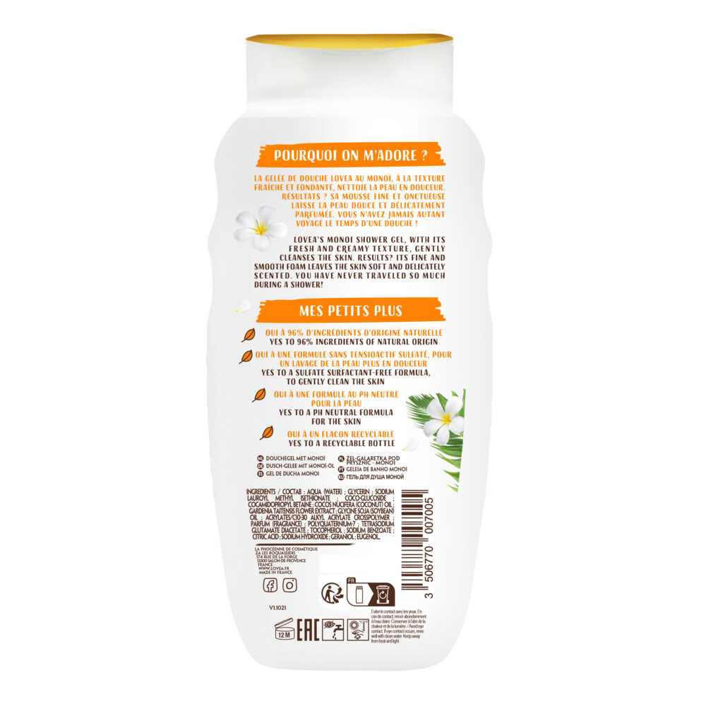 Lovea Sulfaatvrije Douchegel Monoï400 ml