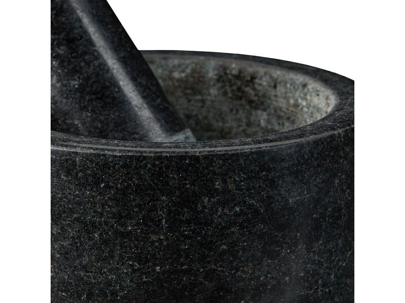 relaxdays Mörser mit Stössel 13 cm, Granit Küchenmörser und Stössel aus Granit