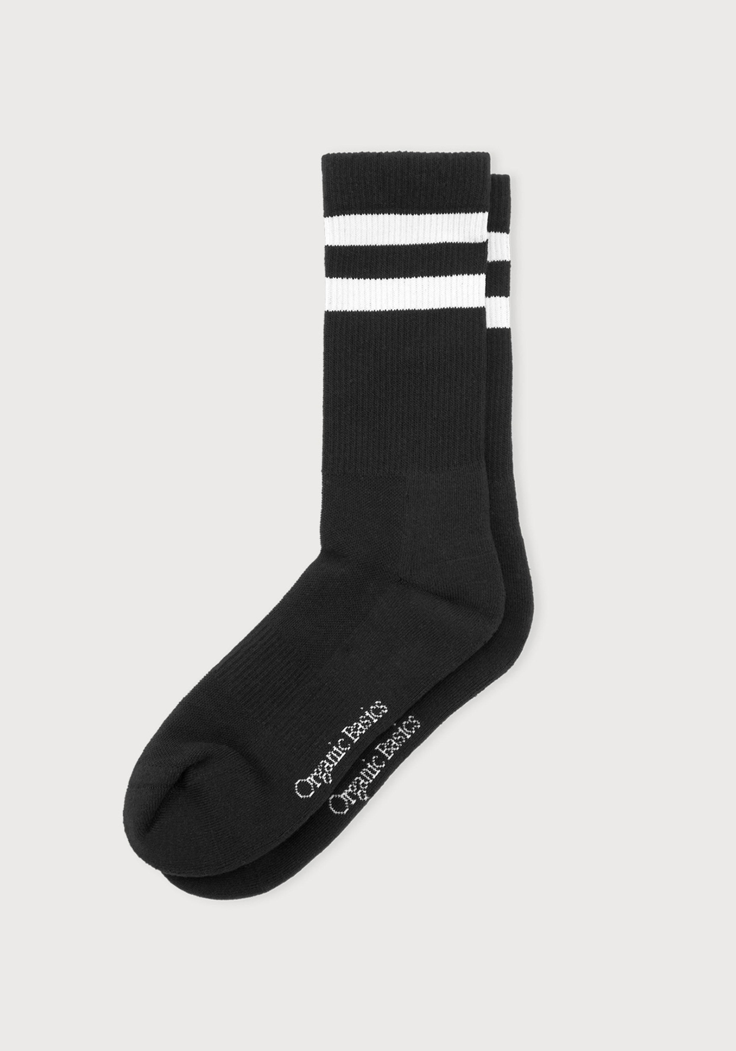 Organic Basics 3er-Pack Socken Core Stripe Crew Socks Black/White