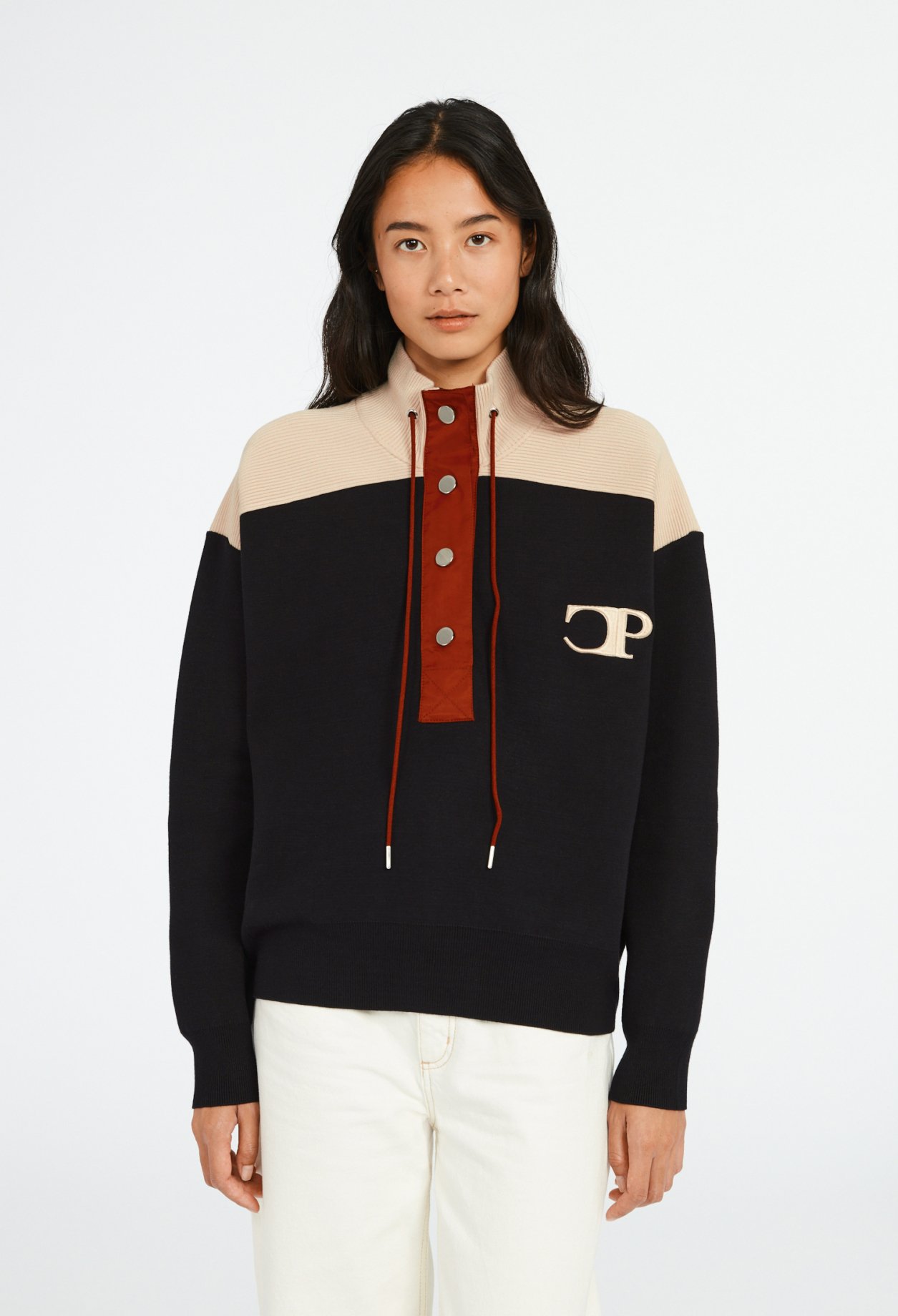 Sweatshirt Minimum col boutonne marine