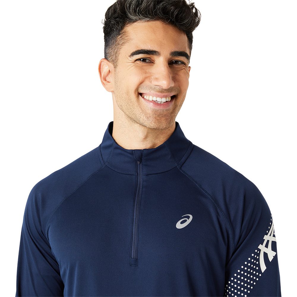 ASICS Icon Longsleeve 1/2 Zip Herren blue expanse