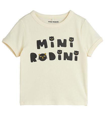 Mini Rodini T-Shirt - Katzen - Offwhite