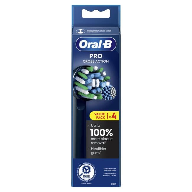 Oral-B Cross Action Opzetborstels Zwart 4 Stuks