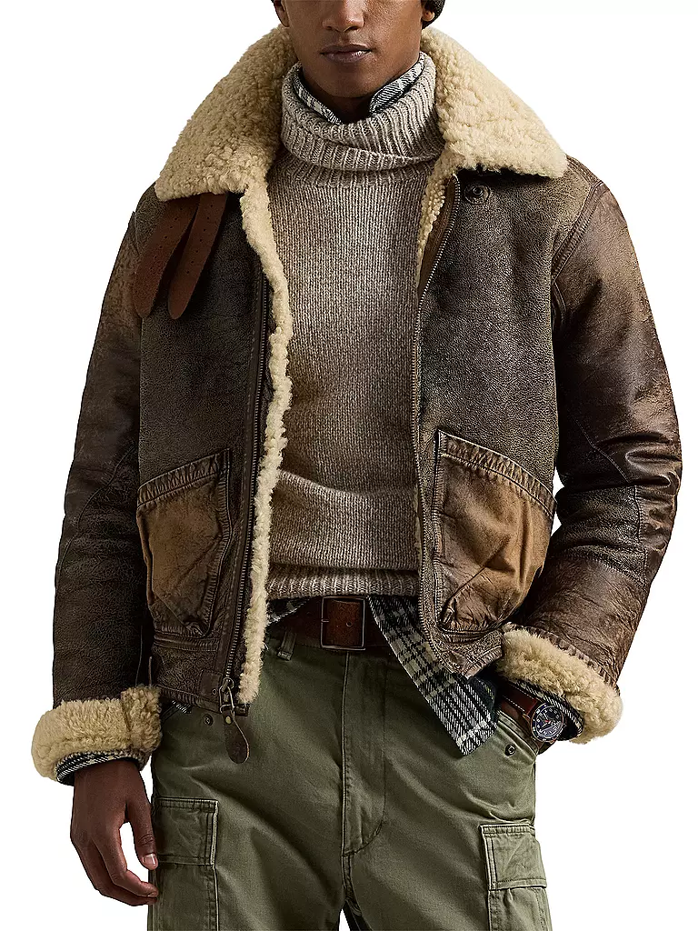 POLO RALPH LAUREN Lederjacke braun
