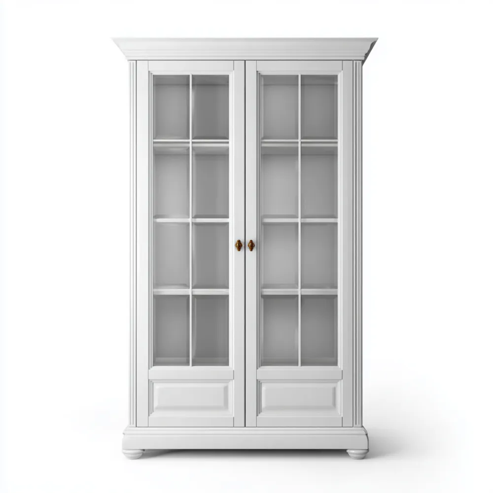 Vitrine Holz 90x140x40 cm – Weiß – Klassisches Design