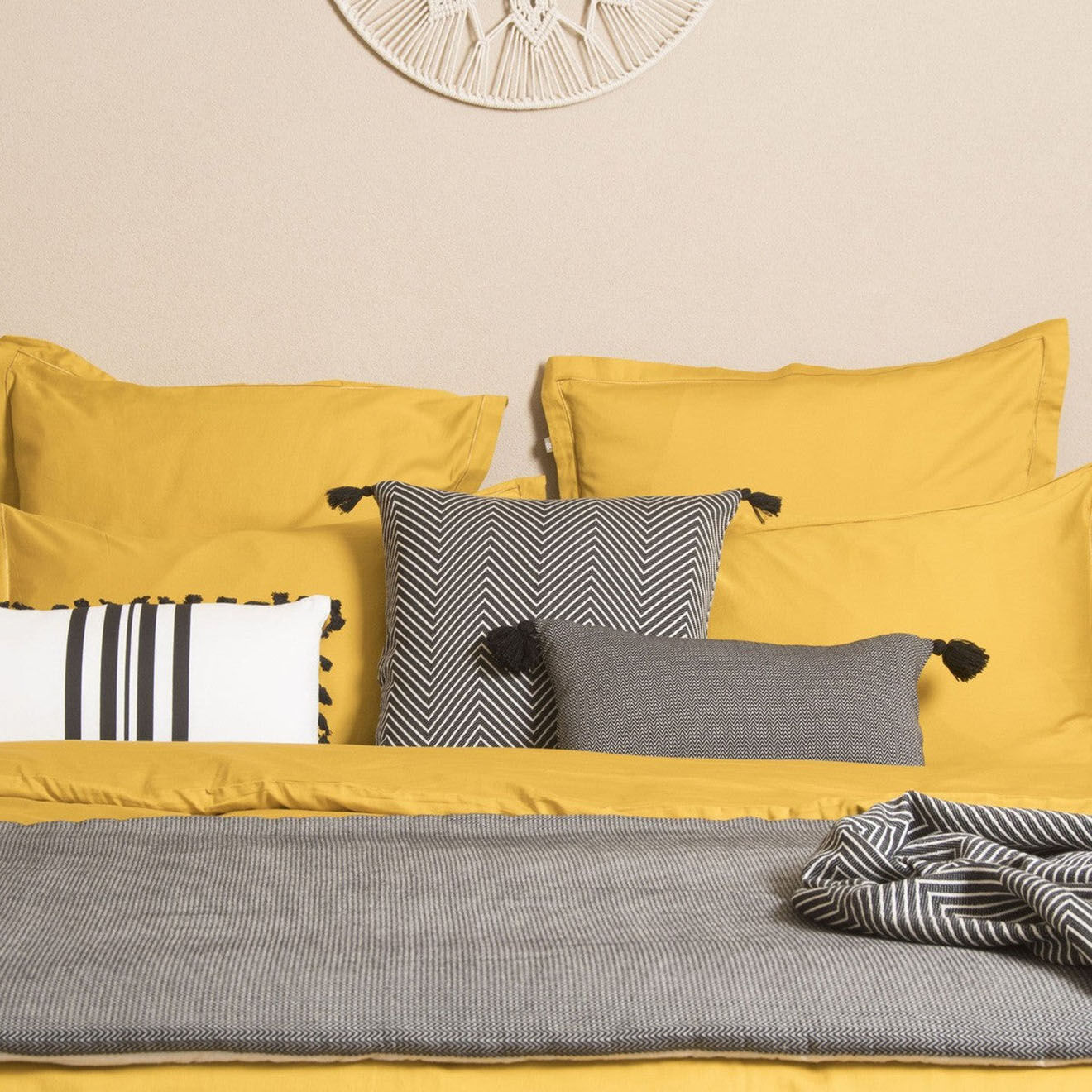 Febronie Housse de couette en Satin de Coton Julia jaune