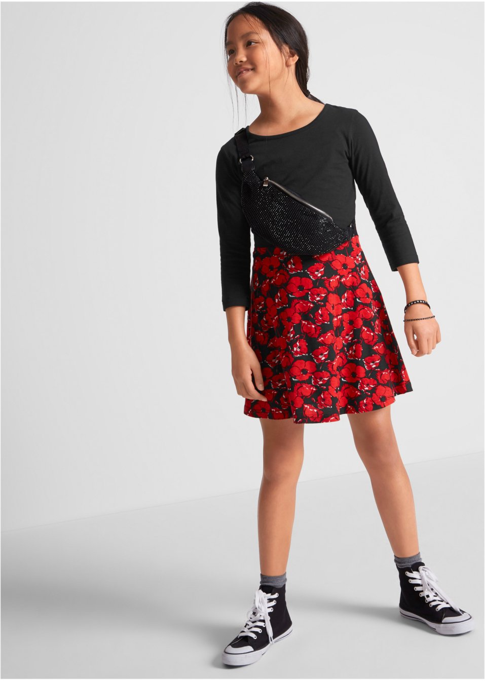 Robe fille en jersey coton, manches 3/4