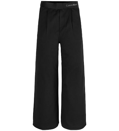 Calvin Klein Bukser - Logo Tape Wide Twill Punto - Sort