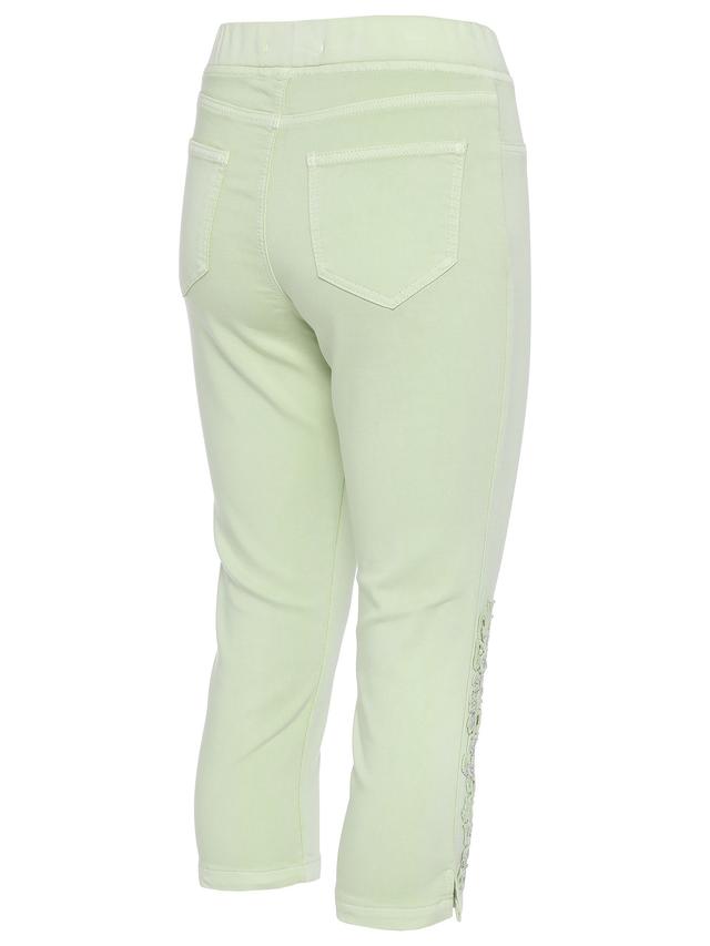Sweat Jeans mit toniger Stickerei