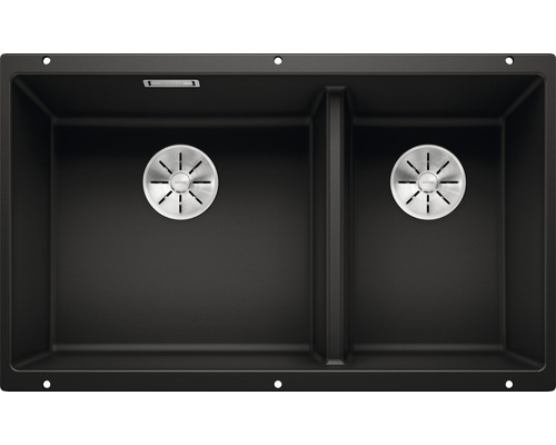 Blanco SUBLINE 430/270-U spoelbak, 755 x 460 mm, zwart, 525991, 2 bakken, bak links, zonder afdruiprek